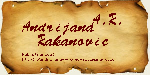 Andrijana Rakanović vizit kartica